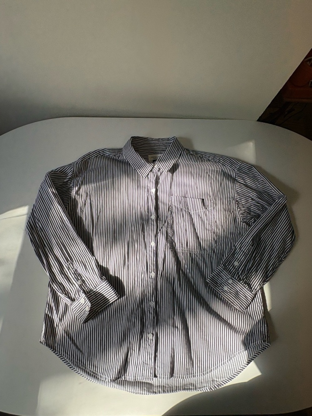 Black and White Striped Button-Down Shirt